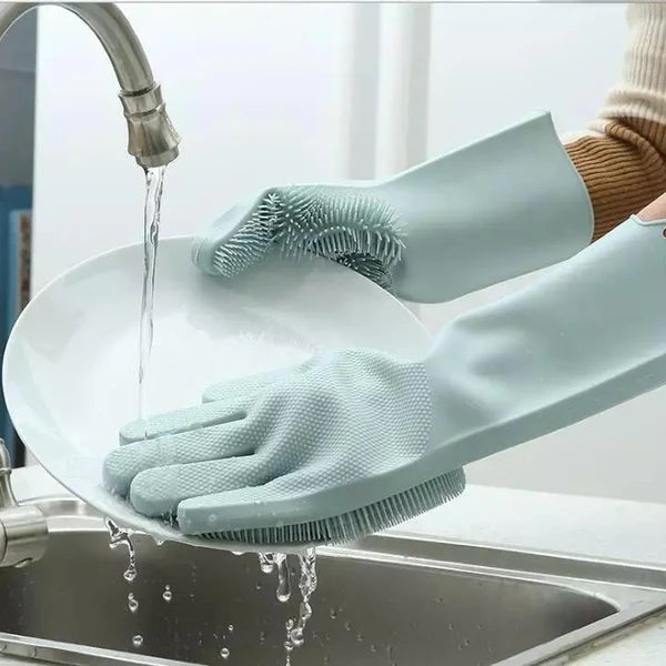Dish washing Gloves with scrubber Silicone Cleaning