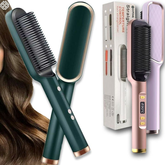 2 in 1 Electric Hair Straightener Curler Heating Styling Comb Straightening Brush