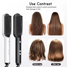 2 in 1 Electric Hair Straightener Curler Heating Styling Comb Straightening Brush